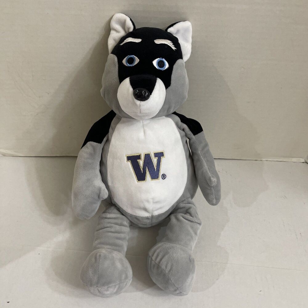 Washington Huskies Mascot Plush Toy Stuffed Animal UW Huskies NCAA Football 15”